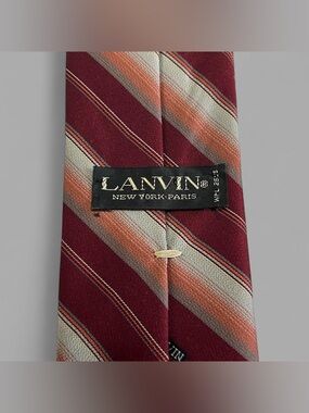 Vintage 80’s Lanvin Striped Luxury Designer Casual Preppy Tie